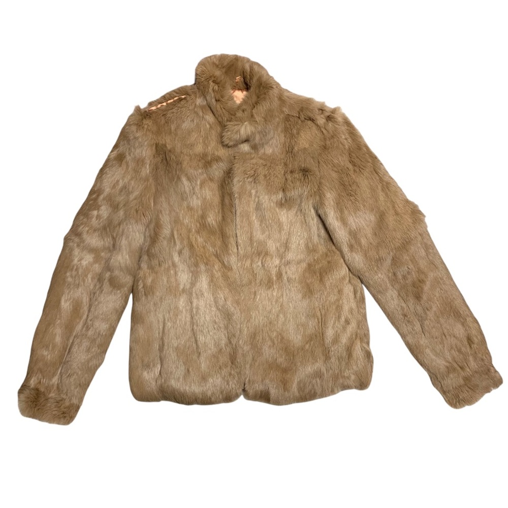 Genuine Rabbit Fur Vintage Brown Tan Soft Real Winter Coat Mademoiselle Furs